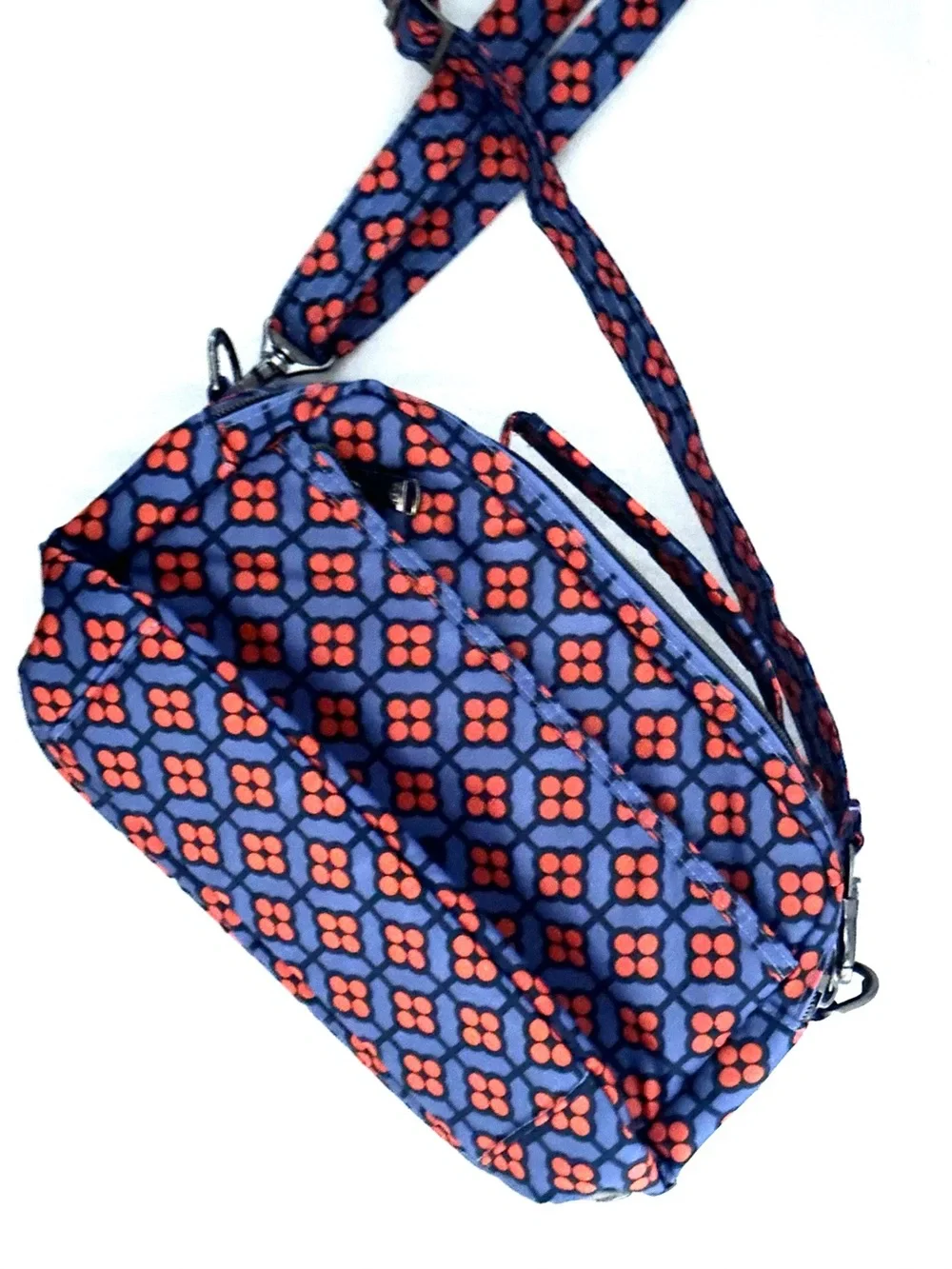 lug Scoop SE Crossbody in Blue with Orange Geometric Design RFID